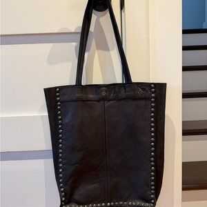 Chic Black Studded Leather Tote